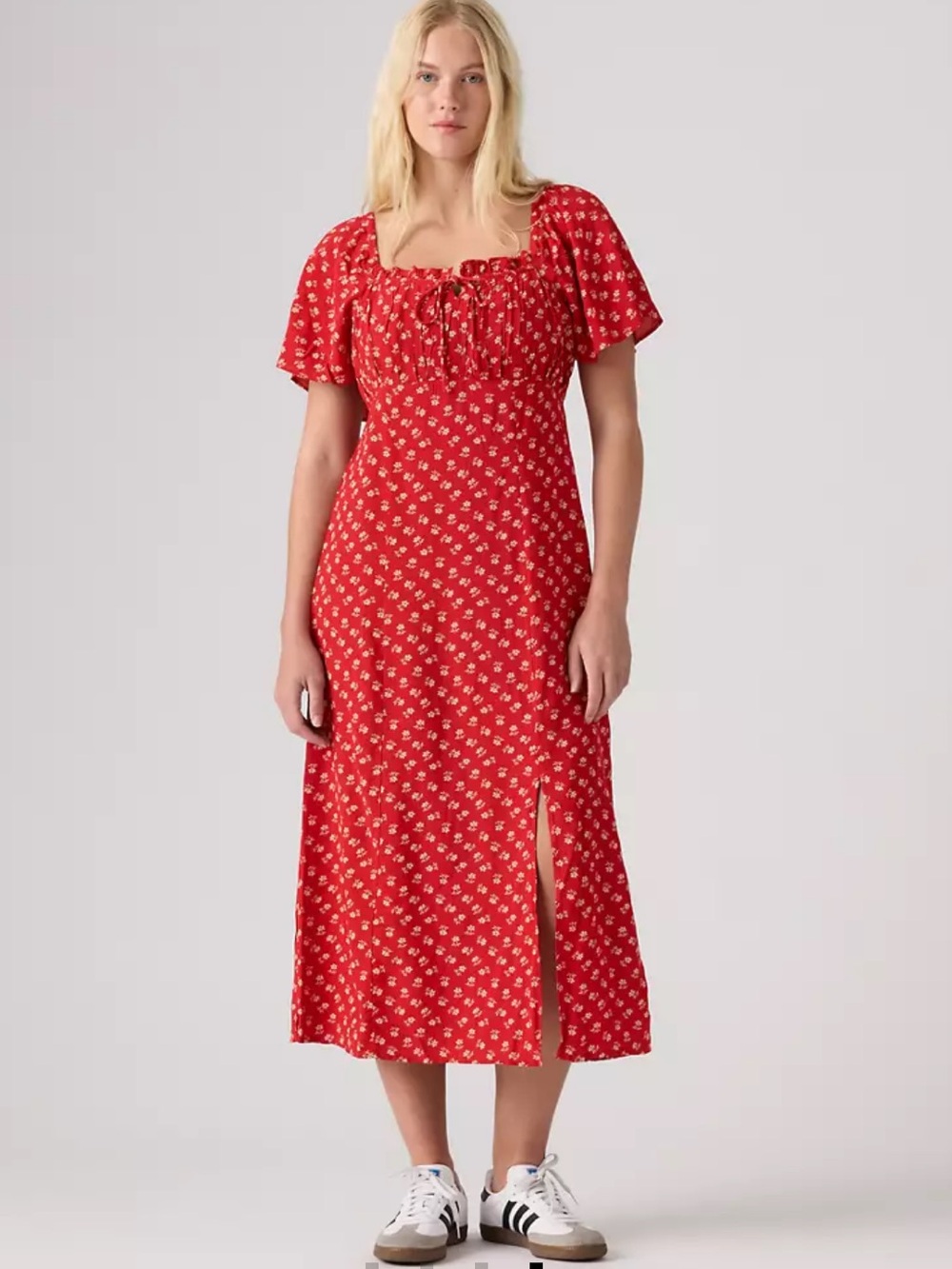 Levi’s Amara Column Midi Dress red ditsy floral coquette boho prairie retro new
